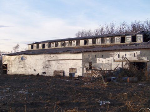 This is a picture of the Humburg Lumber Company in McCracken, it is being torn down